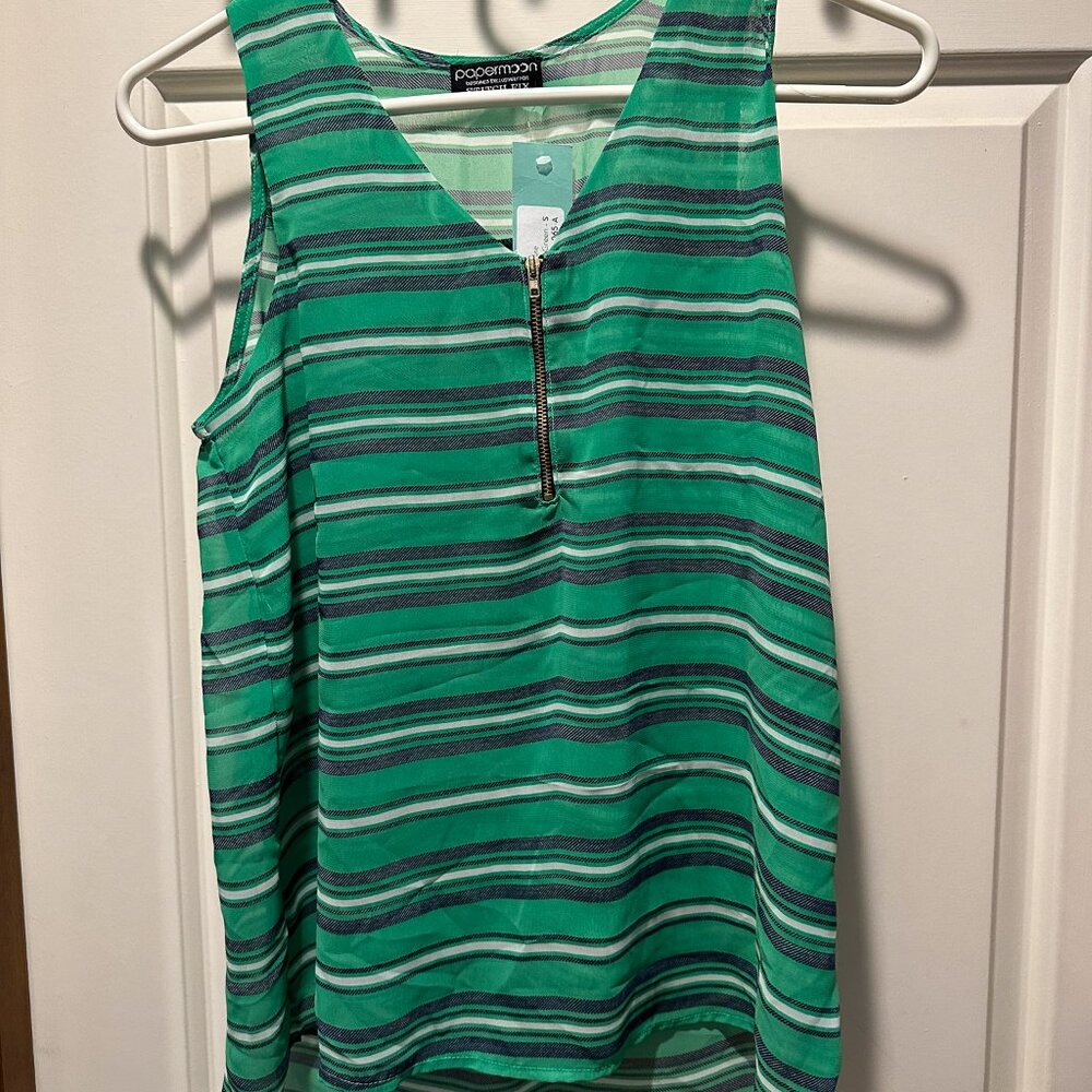 Papermoon Green striped rayon dressy tank